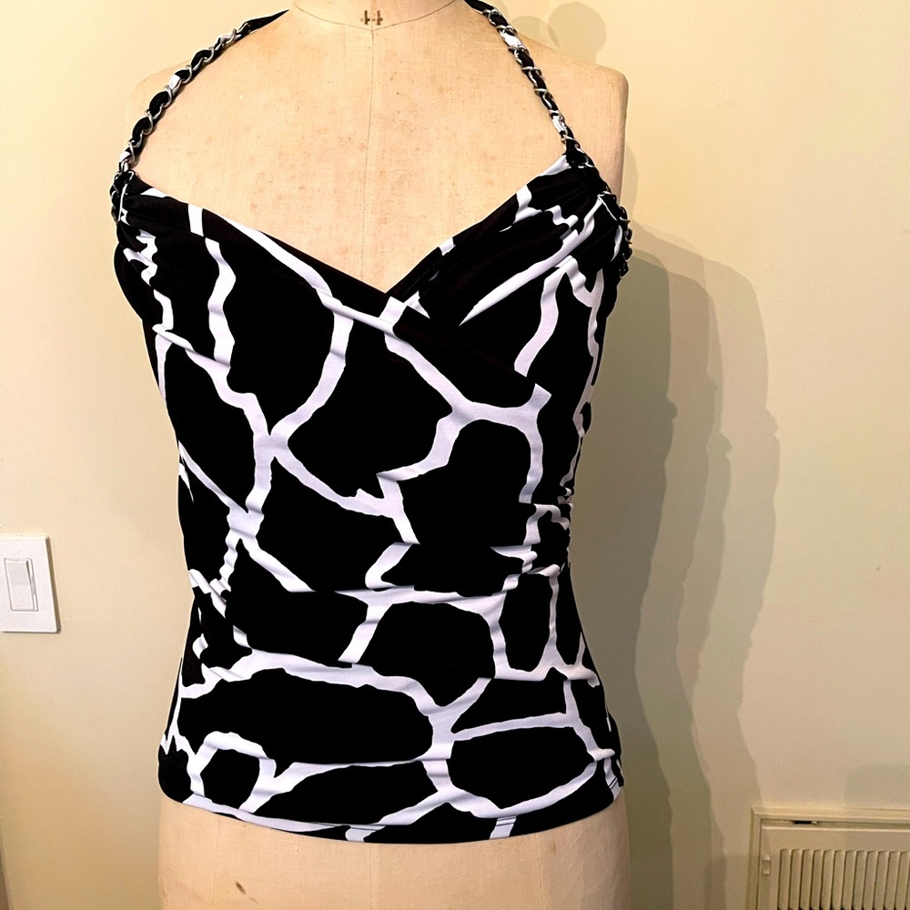 Black and white halter top